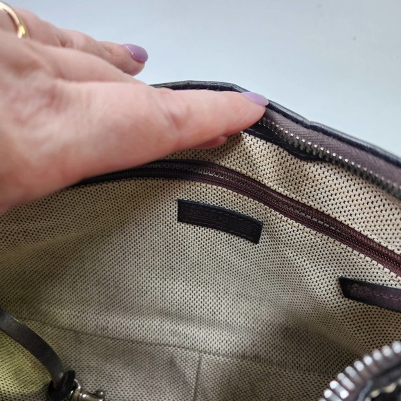 Vintage Dooney & Bourke Alligator Embossed Purse Hand Bag Leather Dark Brown - Picture 12 of 12